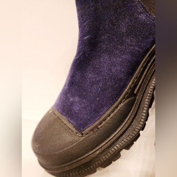 LIFE Women's Italian Blue & Black Suede Platform ChelseaBoots Size 6.5 /37 - Picture 5 of 14
